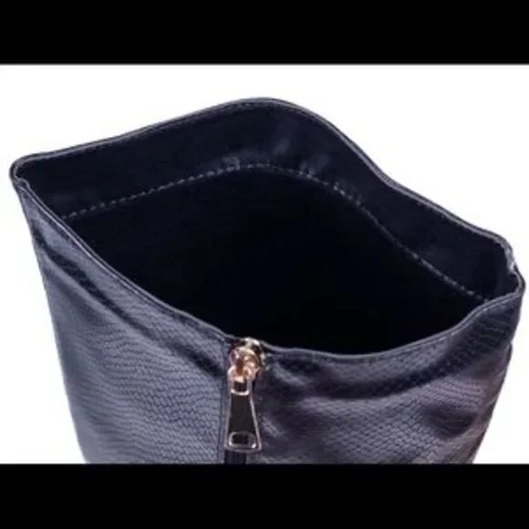 Women's Tall Fashion Boots with Heel, Faux Leather - Picture 2 of 4